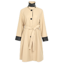 (Fashionable windbreaker) Masfils new autumn design contrasting woven long windbreaker jacket