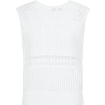 (Lightly dense knitting) Masfils new summer white hollow woven diamond check sweater
