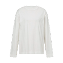 (Simplified Aesthetics) Masfil 2024 Spring New Cloud White Solid Color Round Neck Long Sleeve T-Shirt for Women