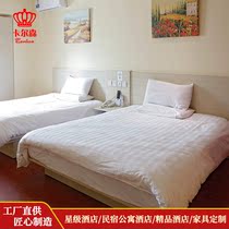 Express hotel bed Hotel rooms Big bed Double bed box Wardrobe Bedside table Standard room Full set of furniture manufacturers direct supply