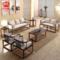 New Chinese style sofa Modern simple Chinese style All solid wood living room small apartment three-person economic combination of furniture