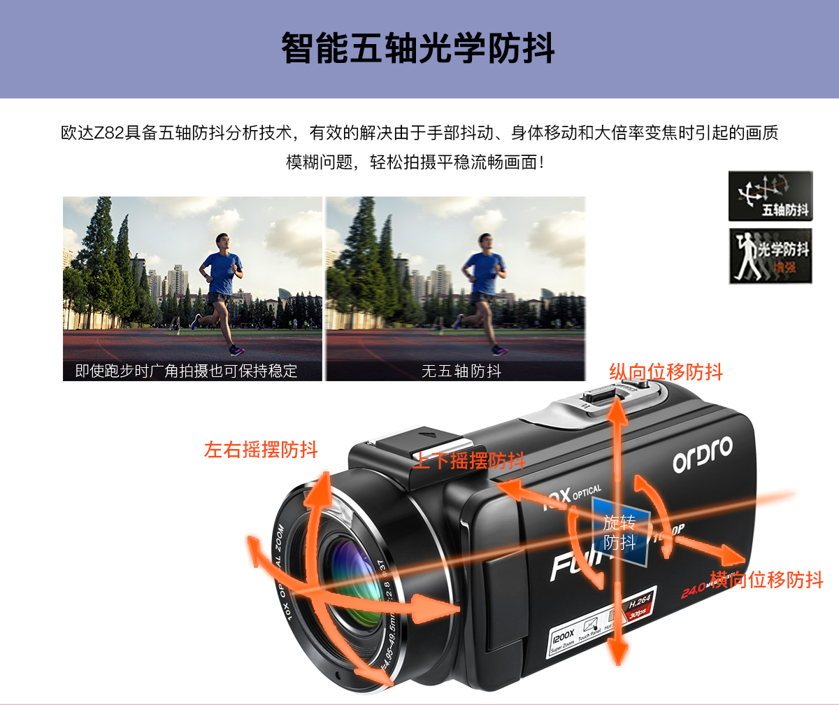 Camera ánh sáng kỹ thuật số Ordro / Ouda HDV-Z82 HD 4K ống kính góc siêu rộng kinh doanh đám cưới DV