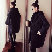 Pregnant womens winter wool cotton-padded coat Korean loose pregnant womens cotton-padded clothes large size long cotton-padded jacket tide mother