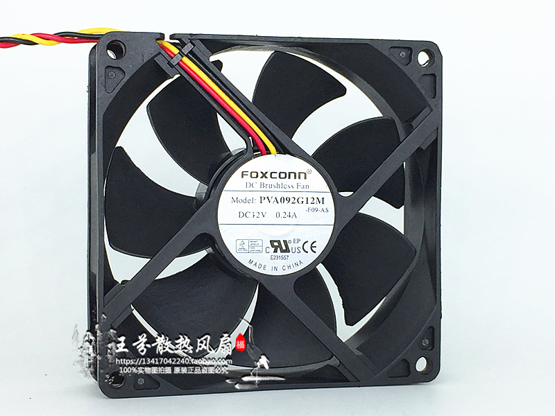 Foxconn PVA092G12M DC 12V 0.24A 3-wire Cooling Fan