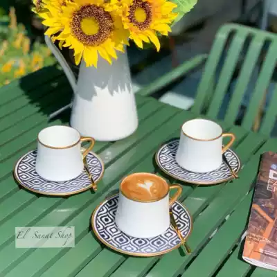 Spot Turkey imported bone china blue eye coffee latte cup 220ml European tea set boutique hot Cup