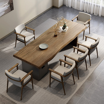 Solid Wood Modern Simple Boards Tea Table and Chair Combined with Cabinet Kung Fu Tea Stage in One Office Living Room