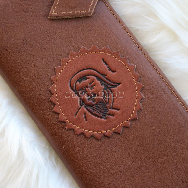 Retro Genuine Leather Wallet into Giath Sweat Men's Long version Money clip Wolf Mongolian Leather Sculpted Head Layer Cow Leather Hide Personality Leather Wallet