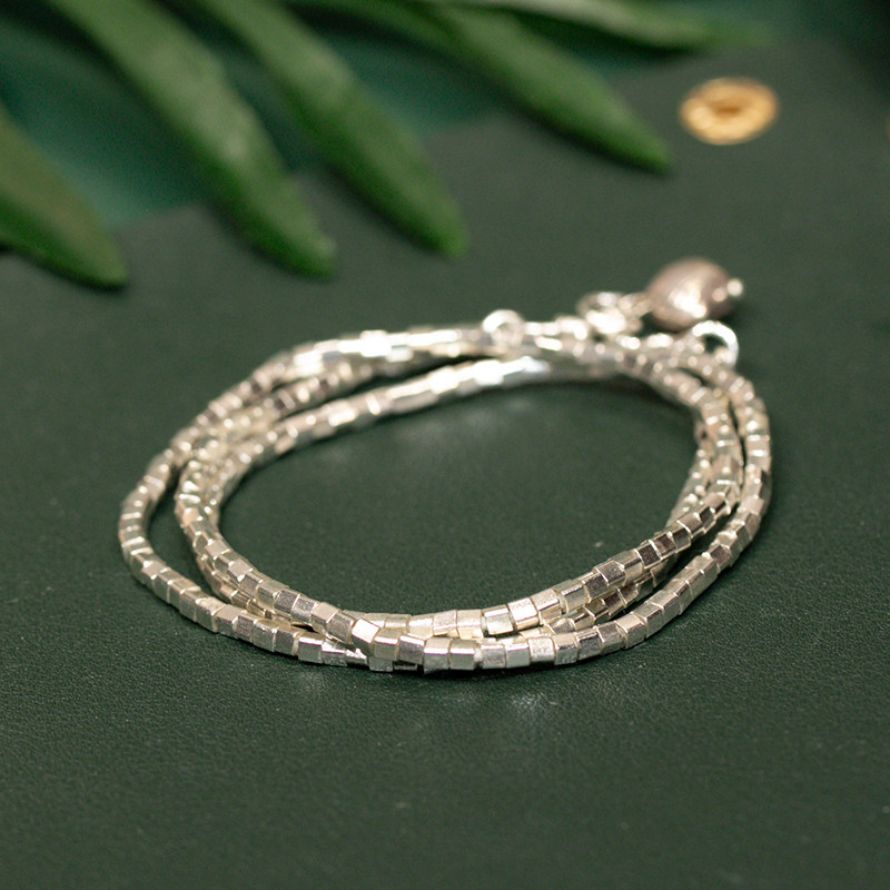 2020 original design new product s990 cutting handmade silver small square grain sterling silver hand chisel can be washed free to change the hand circumference