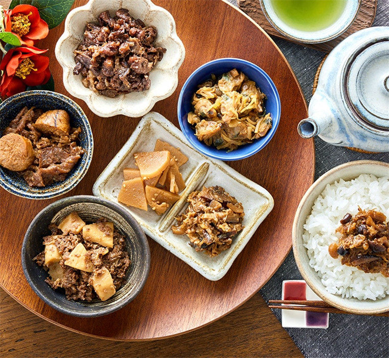 Japan direct mail persimmon Japanese bibimbap gift box 210g lotus root sliced ​​beef, miso chicken floss sauce, 3 kinds of shellfish