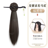 Черная бамбуковая заколка с кисточкой [коричнево-черный] Прямая прическа