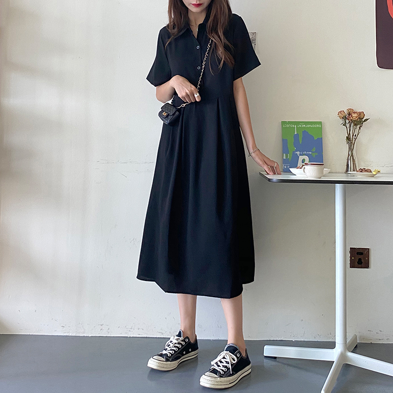 Pregnant women summer dress summer thin small black dress high sense maternity dress large size summer skirt 2021 new