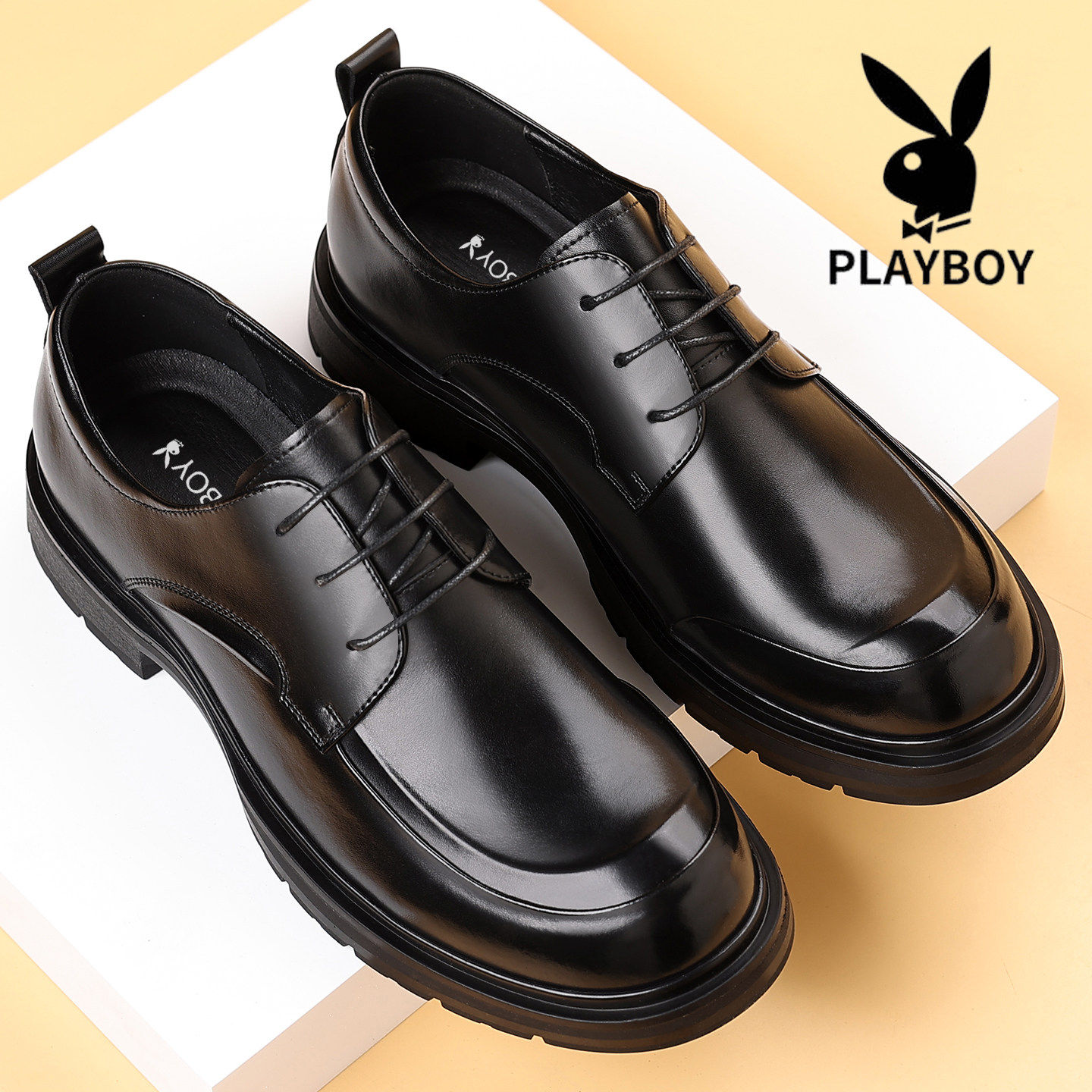Мужская обувь Playboy; повседневная кожаная обувь в британском деловом стиле; высококачественные кожаные туфли-дерби на толстой подошве большого размера; обувь для жениха