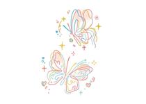 Sweet and hot girl cute tattooed with little fresh butterfly pink tattooed stickers meta-gas girl waterproof face stickers