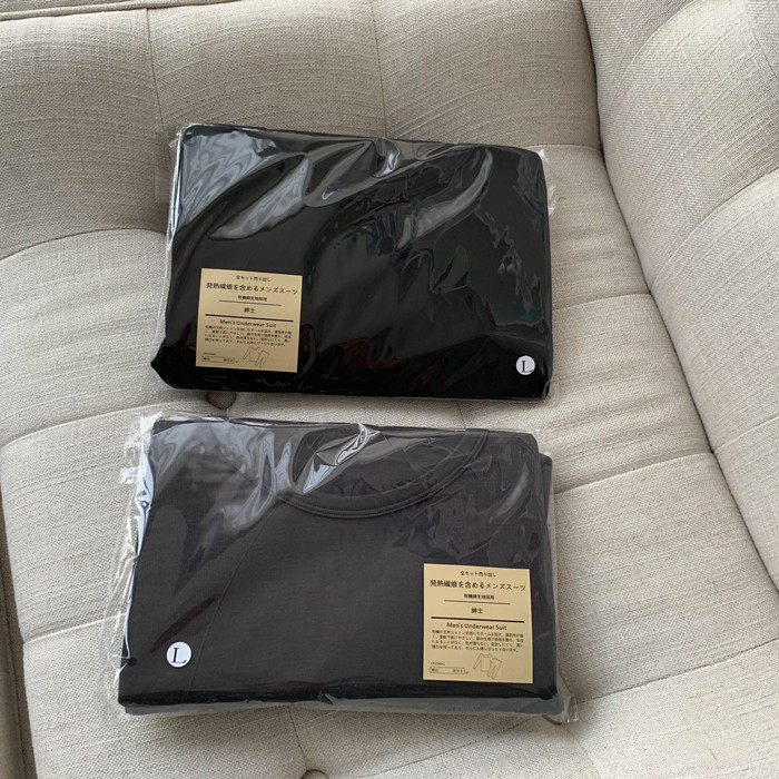 Men's HAO goods~Japanese single round neck heating organic fabric men's warm bottoming underwear set