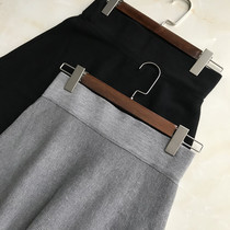 Foreign Trade Original New retro high waist A - word wool long thin - fold skirt