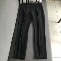 Upper wear high thin beauty ~ straight middle stitch line repair side zipper small foot suit pants