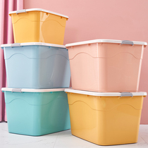 Plastic thick extra large storage box super large capacity clothing finishing box with pulley household clearance storage box