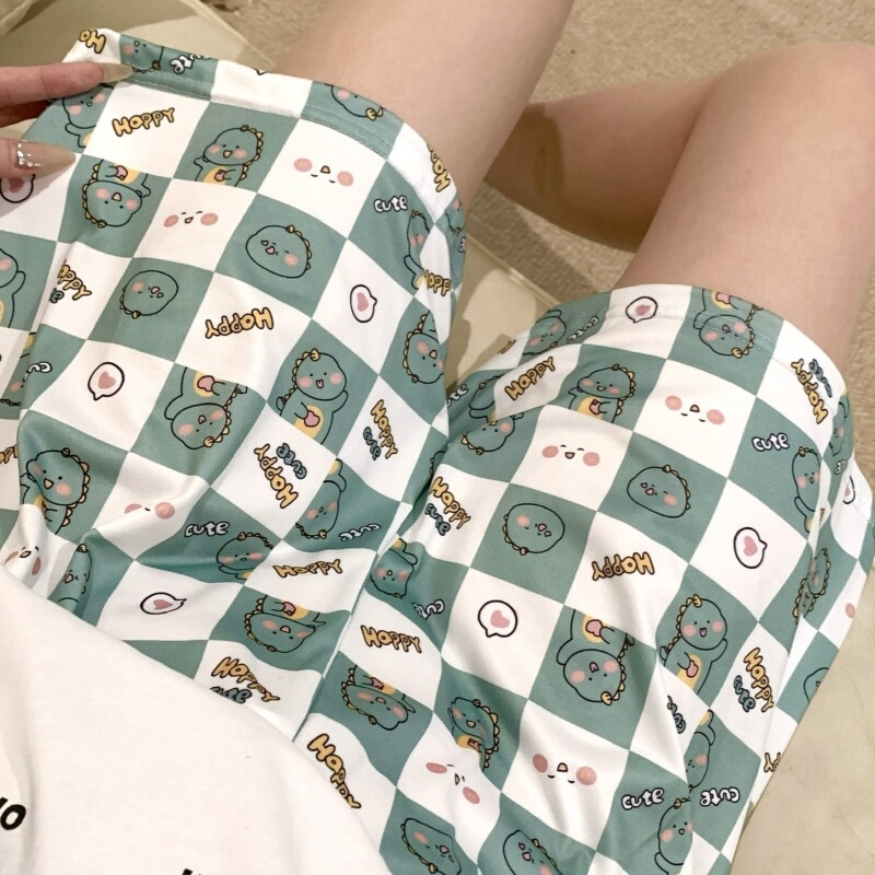 Little Dinosaur Summer Pajama Shorts, Thin High-Waisted Summer Sweet and Cute Cartoon Loose Home Casual Pants