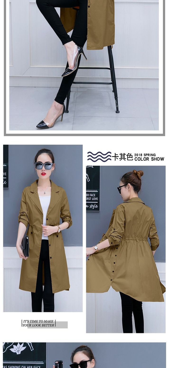 2018 phiên bản Hàn Quốc mới của mùa thu đầu tay áo gió dài phong cách nữ dài áo khoác rộng giản dị trang nghiêm khí quyển áo hoodie nữ form rộng