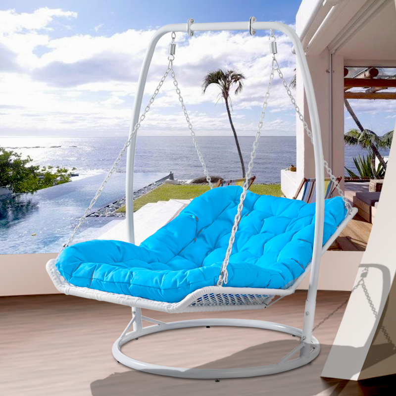 Rocking Chair Double Hammock Basket Wicker Rocking Chair Double Hammock Basket Wicker Outdoor Swing Balcony Rattan Hanging Blue