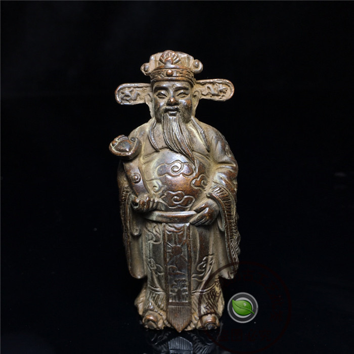 Ancient playing antique bronze ware collection of small statues of Buddha pure bronze Yuan treasure chaeum bronze statue of fortune and god promoted by fortune and fortune and the old thing