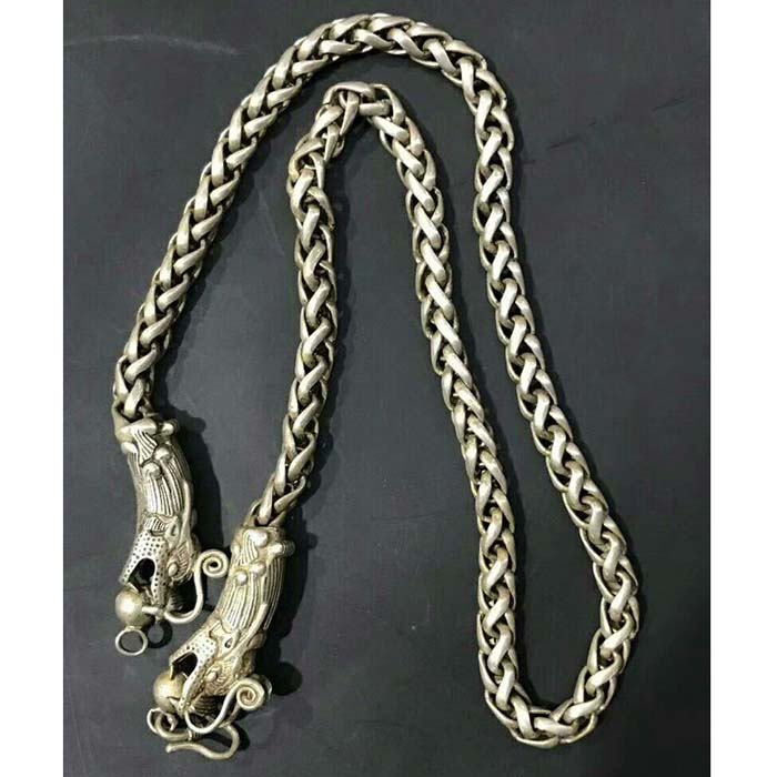 Ancient Play Miscellaneous Clean Bronze Imitation Hidden Silver Delicate Necklace Old Goods Old Objects Antique Craft Gift Hem Accessories Collection Male Style Necklace