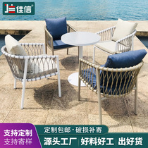Nordic Outdoor Sofa Small Coffee Table Combination Balcony Tables and Chairs Three-Piece Set Courtyard Leisure Living Room Rattan Rattan Chair Furniture