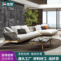 Sales Department Rattan Chair Teak Sofa Combination Outdoor Courtyard Hotel Leisure Rattan Waterproof Sunscreen Outdoor Rattan Sofa