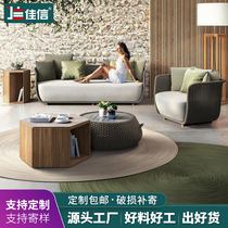Nordic outdoor sofa coffee table combination courtyard villa rattan hotel balcony sofa for sale floor designer rattan chair