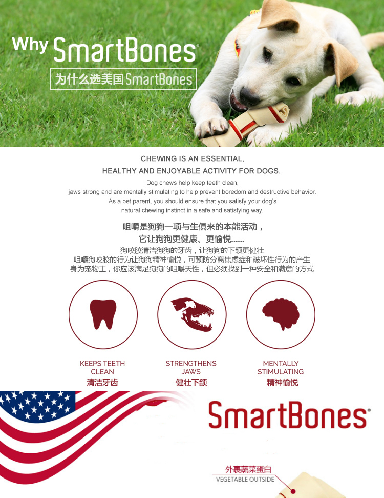 Gậy sạch răng phổ biến SmartBones Mini Clean Răng 8 Gói Đồ ăn nhẹ cho chó - Đồ ăn vặt cho chó đồ ăn chó