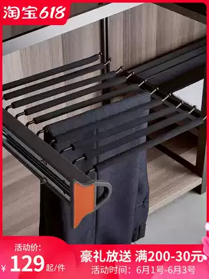 Home pants rack telescopic wardrobe push-pull multifunctional side rack cabinet damping West pants rack pants drawing rack