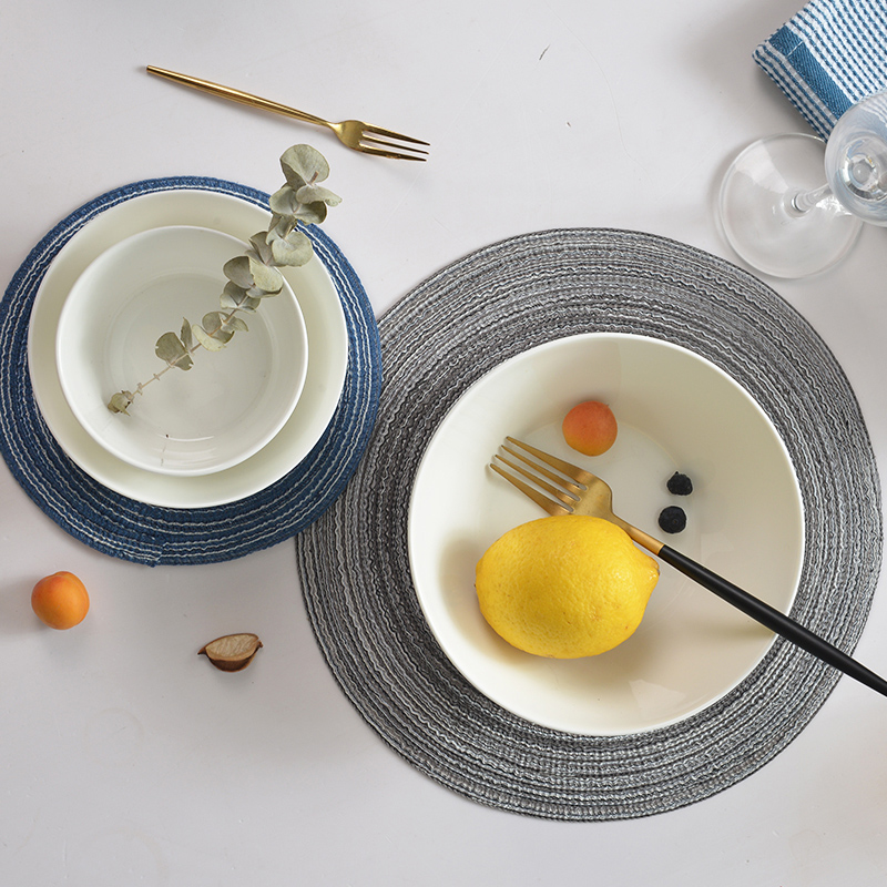 Bowls set four ceramic bowl bowl 7 inches deep large bowl household white Bowls bowl of soup bowl rainbow such use