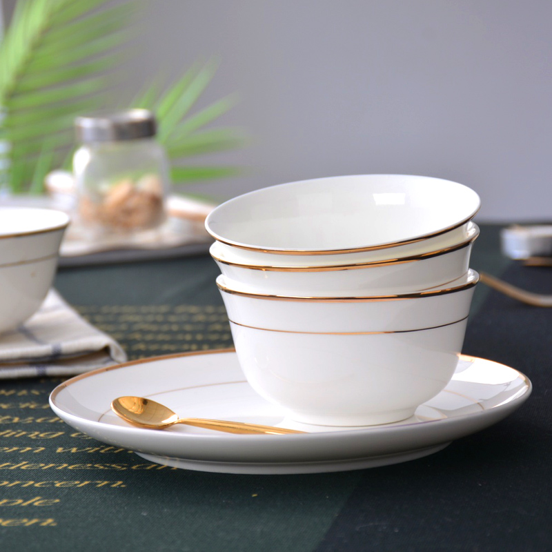 Up Phnom penh bowl of 6 inches of ipads household four bowls of rice bowl with white ceramic bowl horn bowl bowls 4.5 inch rainbow such use