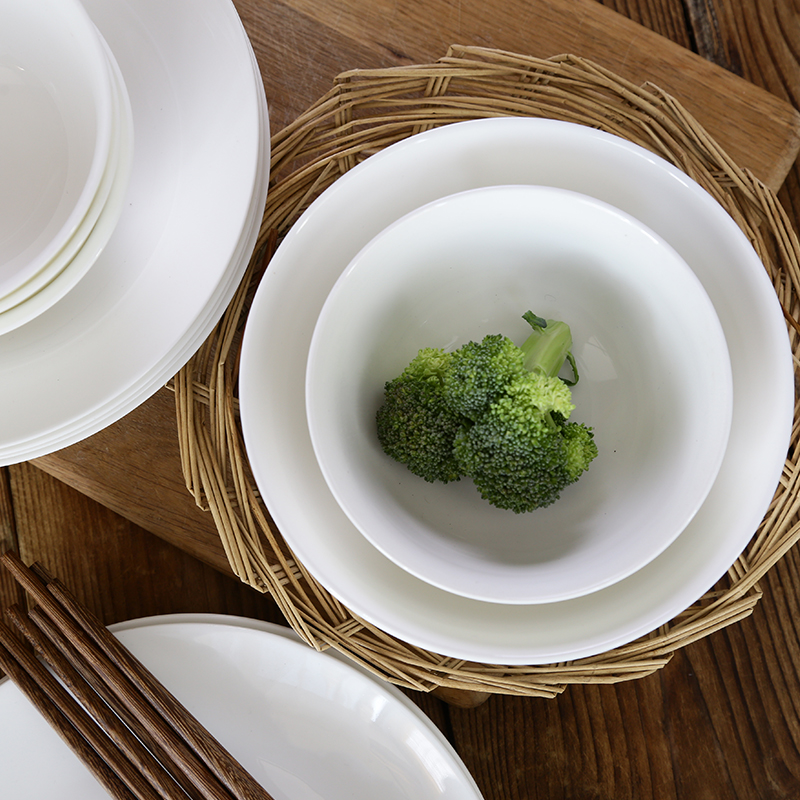 Tangshan pure white ipads porcelain tableware tableware suit dishes home 4 combo "12 head white kitchen dishes suit