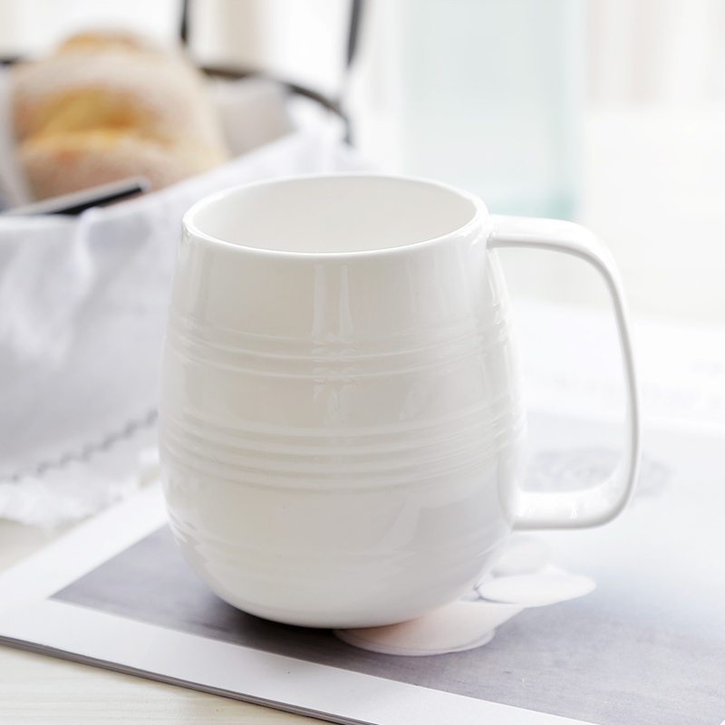 White ceramic cup children high - capacity pure White glass ipads China cups of household contracted mugs office without cover