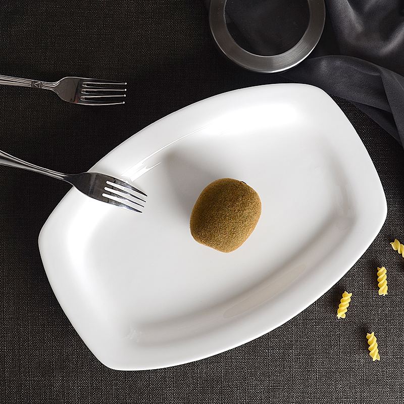 Pure white ipads porcelain tableware move fish dish steamed fish with elliptic ceramic fish dishes long big plate