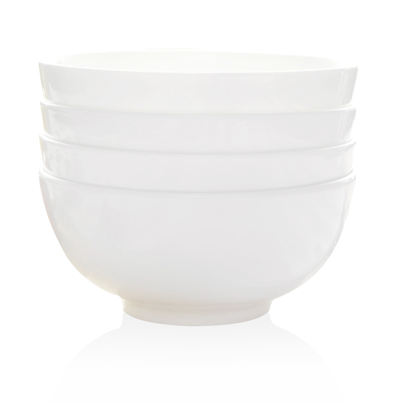 Four charge of pure white ipads bowls 4.5 inch eat bowl white ceramic bowl 6 inch bowl of soup bowl household rainbow such use
