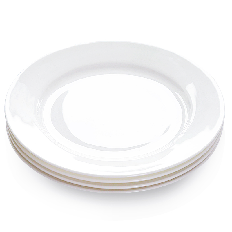 Four eight inches round flat ceramic plate household contracted western - style food dish soup plate microwave ipads plate