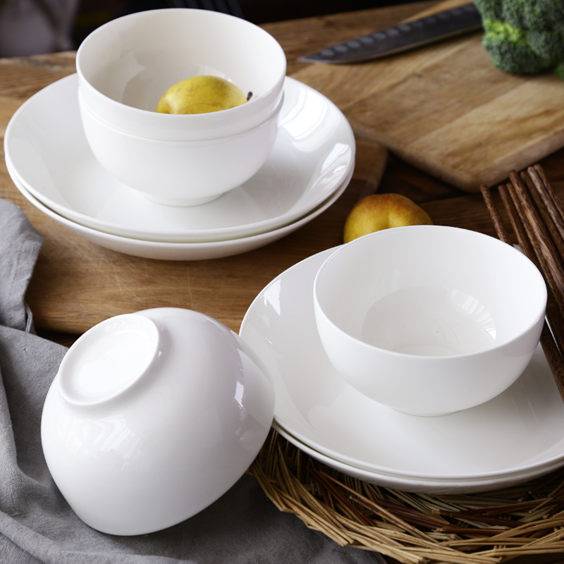 Tangshan pure white ipads porcelain tableware tableware suit dishes home 4 combo "12 head white kitchen dishes suit