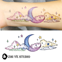 Zhi Ye original moon line flowing cloud tattoo sticker collarbone paste waterproof lasting moon cloud color cloud Star Girl Hyuna