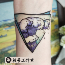 Zhi Ye original hand-painted Kanagawa surf tattoo stickers waterproof handsome men and women wave tattoo trend