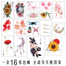 Branch master flower girl tattoo peach blossom cherry poppy flower black Camellia sunflower set 15