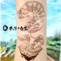 Branch master flying bird waterproof tattoo stickers men and women handsome seagulls egret black and white tattoos non-toxic and durable tattoo