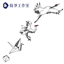 Zhi Ye original paper into Crane waterproof tattoo stick bracelet arm ring ink Chinese style flying crane Thousand Paper Crane