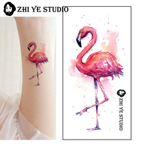 Zhi Ye Flamingo song literary tattoo stickers ins Wind Nordic Watercolor Hand painted girl powder waterproof wrist arm