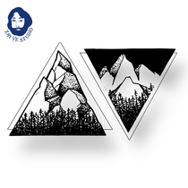 ZHIYE ZHIYE original night black waterproof male tattoo sticker domineering couple geometric mountain Black and White