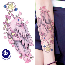 Zhi Ye original Summer Bird Girl pink flower arm ins Wind Big tattoo sticker waterproof flower buy one get one free