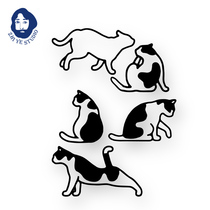 Zhi Ye original cats daily waterproof tattoo stick lasting clavicle finger female cute kitten animal Black and White