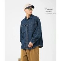 Ретро демисезонная рубашка, тонкий лонгслив, куртка, в американском стиле, оверсайз