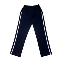 Customized spring and summer autumn cotton school clothes pants dark navy blue white bar stripes student loose sports pants